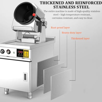 TT-YEL Large-Capacity Double-Head Automatic Stir-Fry Machine, Gas-Powered Kitchen Stir-Fry Machine, Timed Intelligent 360° Rotating Cooking Machine, 1-17L Stainless Steel Wok.,36cm Wok