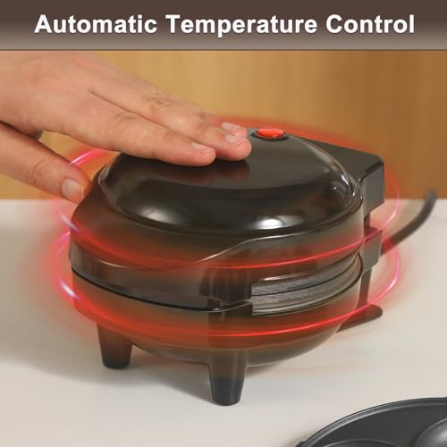 UVFAST Mini Waffles Maker with 8 Removable Plates, 4 in 1 Small Waffle Maker Mini- Waffle, Heart Waffle, Pancake, Donut, 4.5" Non Stick Waffle Iron for Families, Black
