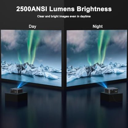 HAPPRUN 2500 ANSI Lumens Outdoor Projector with Built-in Streaming Apps, 4K Decoding Resolution, Dolby Audio, WiFi 6 and Bluetooth 5.2 for Indoor and Outdoor Home Theater