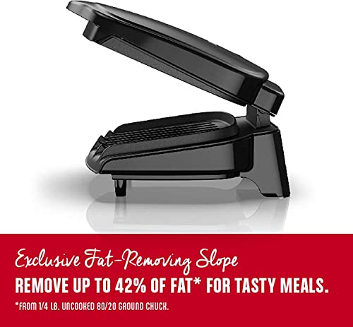 George Foreman GR10B 2-Serving Mini Grill & Panini Press, Compact 7.3” x 5.6” Cooking Surface,1–2 Servings, Dorms & Small Kitchens