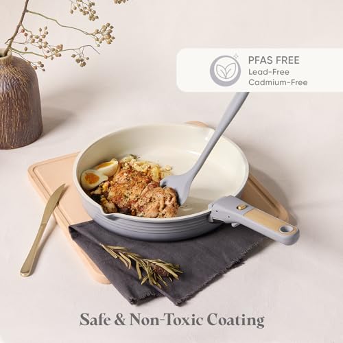 CAROTE 20Pcs Titanium Cookware Set, Pots and Pans Set Non Stick, Kitchen Cooking Set with Detachable Handle, Non Toxic Induction Cookware, Dishwasher/Oven Safe