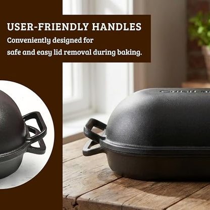 CuisiLand 9QT Cast Iron Dutch Oven for Bread Baking – Professional Sourdough & Artisan Loaf Oven, Superior Heat Retention, Heavy-Duty Cookware for Home & Kitchen