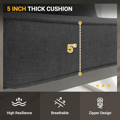 UDPATIO Metal Outdoor Patio Furniture Set, Modern Outdoor Conversation Sets w/Coffee Table, Outside Furniture with Thick, Washable and High-Resiliency Sponge Cushions, Deep Grey, 4 PCS