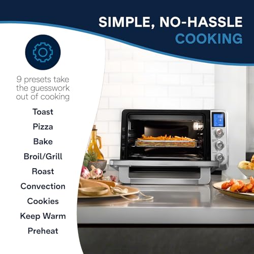 De'Longhi 10-in-1 Digital AirFryer, 24L, True Convection Toaster Oven with Internal Light, Grills, Broils, Bakes, Roasts, Reheats, Preset for Cookie & Pizza, 1800-Watts, Stainless Steel