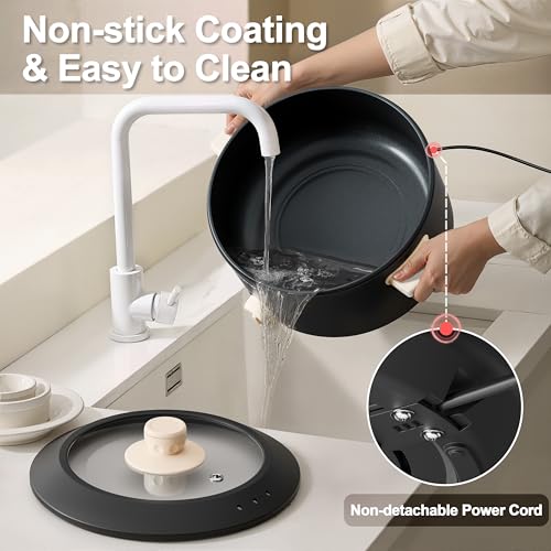 TOPWIT 4L Electric Pot, Non-Stick Hot Pot Electric with Dual Power