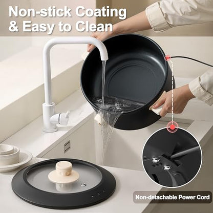 TOPWIT 4L Electric Pot, Non-Stick Hot Pot Electric with Dual Power