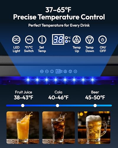 EUHOMY 24 Inch Beverage Refrigerator, Undercounter Beverage Fridge 180 Can with Stainless Steel Door for Home Patio, Beverage Cooler Built-in or Freestanding, outdoor refrigerator for Soda Beer Wine