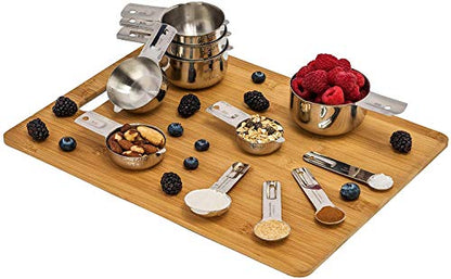 Hudson Essentials Stainless Steel Measuring Cups and Spoons Set - Stackable Set with Spout (11 Piece Set)