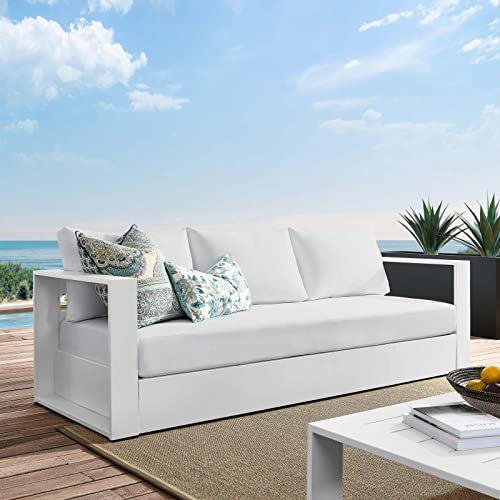 Modway Tahoe Aluminum Outdoor Patio Sofa in White White