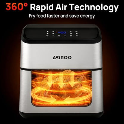 ARINOO 8 Qt Air Fryer Pro with Viewing Window, 8 Presets and Recipe Book