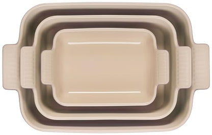 Le Creuset Stoneware Set Of 3 Heritage Rectangular Dishes, Chiffon Pink