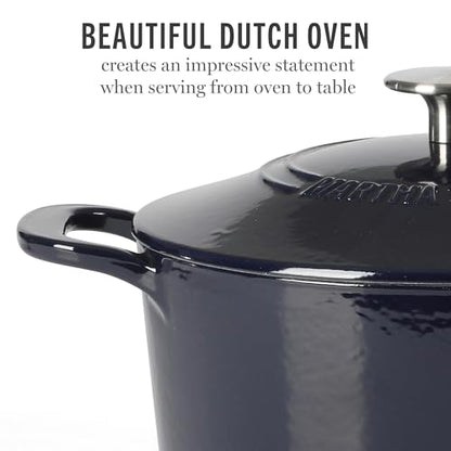 Martha Stewart Gatwick 4 Quart Enamel Cast Iron Dutch Oven - Navy Blue