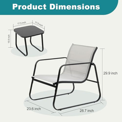 DUMOS 3 Piece Patio Furniture Set，Outdoor Patio Furniture Set with Table, Patio Sectional Bistro Sets for Lawn, Garden, Balcony, Poolside