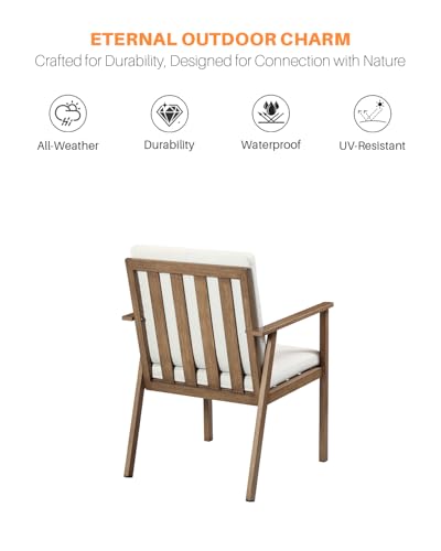 SEEHILL 9 Pieces Never-Rust Aluminum Patio Dining Set, Outdoor Dining Set for 8, Outdoor Dining Table and Chairs Set with Cushions, Patio Furniture Set for Deck, Garden, Poolside, Teak