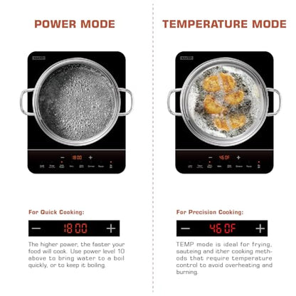 Empava Portable Induction Hot Plate Cooktop, Countertop Electric Stove with Single Burner, 3 Preset Modes, Shatterproof Glass Top, 110~120V Plug-In for Kitchen, RV, and Outdoor Camping