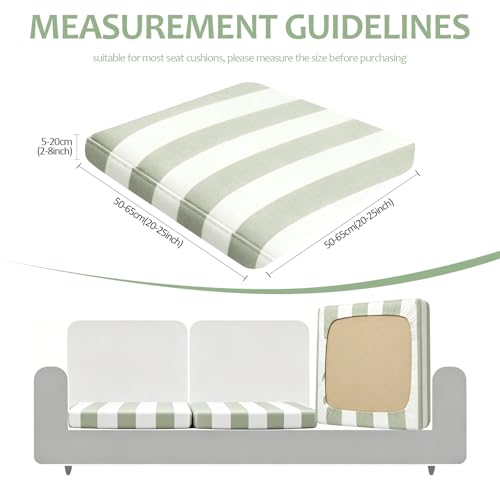 HANDONTIME Striped Outdoor Cushion Covers 8pcs Sage and White