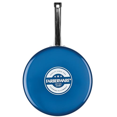 Farberware Style Nonstick Cookware Saute Pan with Lid, Dishwasher Safe, 3 Quart - Blue