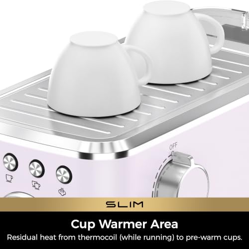 CHULUX Slim Espresso Machine with Milk Frother for Home Latte, Lavender
