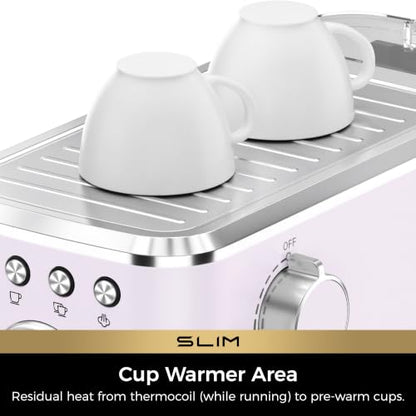 CHULUX Slim Espresso Machine with Milk Frother for Home Latte, Lavender
