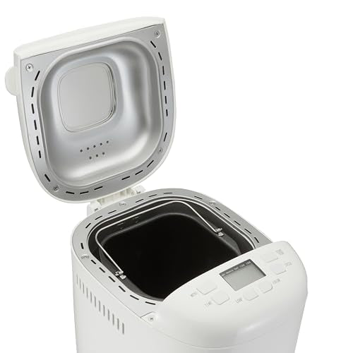 Amazon Basics Programmable Bread Maker, 2 Pound Non-Stick Automatic Bread Making Machine, 14 Settings for Breads, Doughs, Gluten-Free Options, ExpressBake, 3 Crust Colors, LCD Display, White