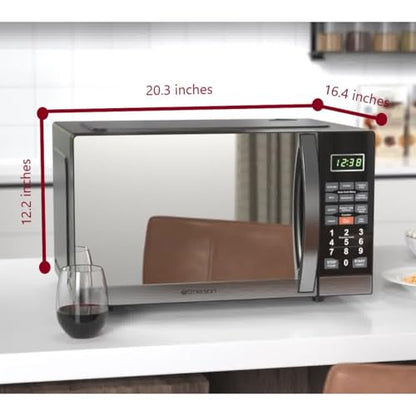 Emerson MWG1191SB 1.1 Cu. Ft. Microwave with Built-In Grill Function, 1100W Power, Stainless Steel, LED Timer Display, 11 Power Levels, 9 Preset Cooking Options, Removable Glass Turntable, Child Lock