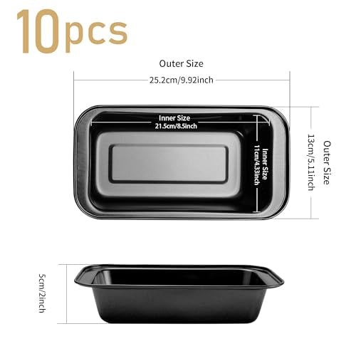 Axigundaone 10 Pcs Loaf Pans for Baking Bread, Nonstick Loaf Bread Pan 8 x 4 Inch, Carbon Steel Bread Pan for Homemade Bread (Black)