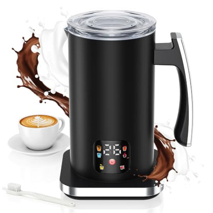 Automatic Milk Frother 6-in-1, Electric Milk Frother and Steamer 420ml, Milk Steamer and Frother for Latte, Coffee Frother Machine, Warm and Hot Chocolate Maker, Cold Foam Maker, Cappuccinos