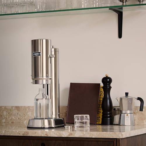 Aarke Carbonator Pro, Sparkling & Carbonation Water Machine, Stainless Steel with Glass Reusable Bottle Volume 800 mL/27 fl oz (Stainless Steel)