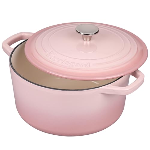 VORRINGARD Enameled Cast Iron Dutch Oven Pot with Lid, for Bread Baking, Round Bread Oven- include Sourdough Bread Baking Supplies set, 4.5QT, Pink
