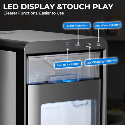Antarctic Star Nugget Ice Maker Countertop 44Lb/Day LED Display Machine