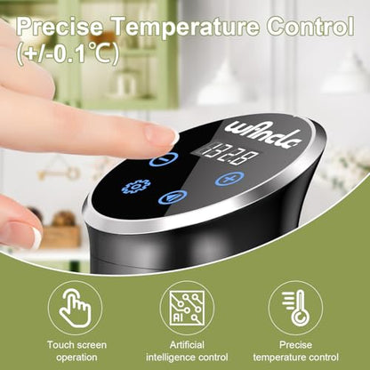 Sous Vide, Wancle 1100W Immersion Circulator, IPX7 Sous Vide Cooker, Small Space-Saving Design, Sous Vide Machines with Accurate Temperature Control, Black, 120V