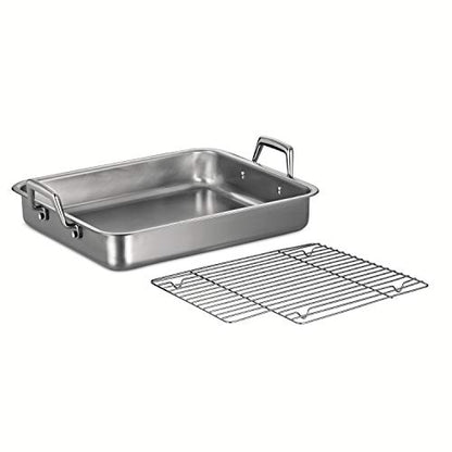 Tramontina 15-Inch Stainless Steel Roasting Pan with Rack, Turkey Roaster for Oven, Dishwasher Safe, Made in Brazil