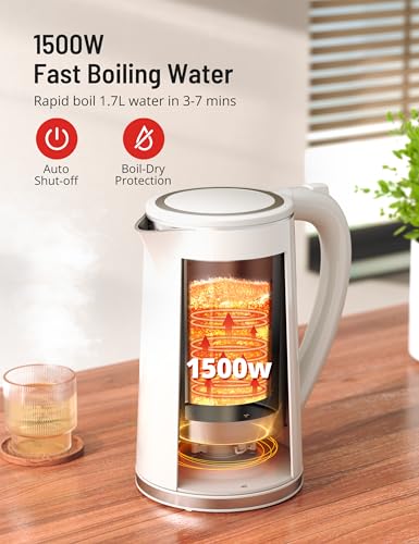 Electric Kettle Temperature Control, 1.7L Large Electric Tea Kettle, 4H Keep Warm Hot Water Boiler with 6 Presets, LED Screen Electric Kettles for Boiling Water, Boil-Dry Protection, BPA Free