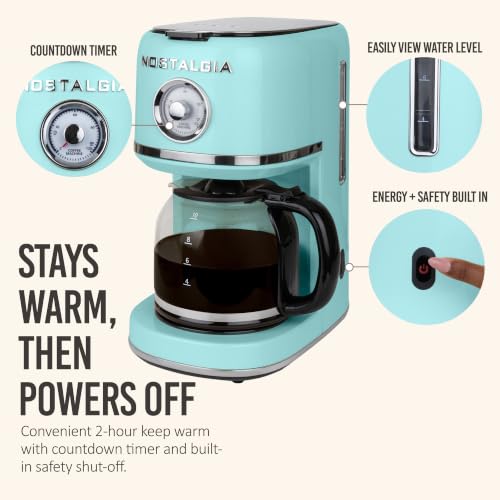Nostalgia Classic Retro 10 Cup Coffee Maker, Aqua