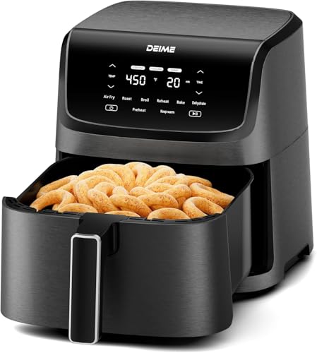 DEIME Air Fryer 7.2 QT 1700W Oilless Oven Healthy Cooker Air Fryers Large Capacity with 8 Presets, LCD Touch Screen, Customerizable Cooking, Non-Stick Basket (Black)