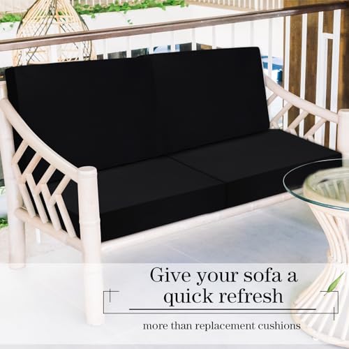 Newwiee 8 Pcs Stretch Patio Outdoor Cushion Covers Replacement,Black