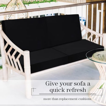 Newwiee 8 Pcs Stretch Patio Outdoor Cushion Covers Replacement,Black