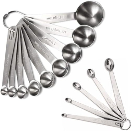 YUNNKEEY 14PCS Measuring Spoons Set, 1 tbsp, 1/2 tbsp, and 1-1/16tsp Stainless Steel Measuring Spoons for Cooking Baking Spice Jars and Liquid Ingredients