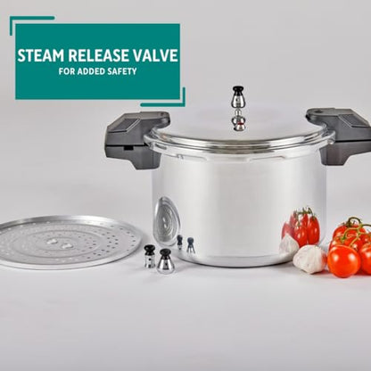 Mirro 7114000228 92116 Polished Aluminum 5 / 10 / 15-PSI Pressure Cooker / Canner Cookware, 16-Quart, Silver
