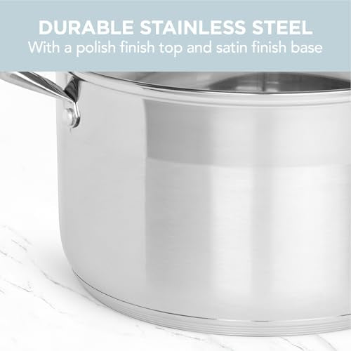 Alpha Living SP-12G Stainless Steel Pot with Capsule Bottom – Induction Compatible 12Qt Pot with Lid – Tri-Ply Ultra-Thick Bottom – Ideal for Spaghetti, Cooking, Canning, Boiling