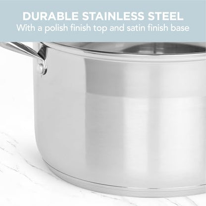 Alpha Living SP-12G Stainless Steel Pot with Capsule Bottom – Induction Compatible 12Qt Pot with Lid – Tri-Ply Ultra-Thick Bottom – Ideal for Spaghetti, Cooking, Canning, Boiling
