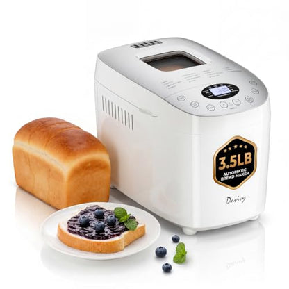 Davivy Bread Maker Machine with 2 Dough Kneading Paddles,15-in-1 Automatic Large Capacity Bread Machine Nonstick Bowl For Bread, Jam& Yogurt, 3 Loaf Sizes and 3 Crust Settings