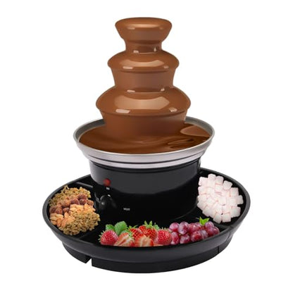 KEARIXM Chocolate Fountain, 3-Tier Chocolate Fountain Machine, Stainless Steel Electric Fondue Fountain with 6 Forks&Food Tray for Parties, Chocolate Melting Fountain
