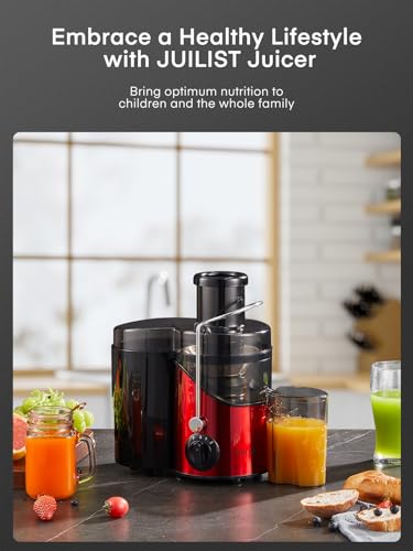 Juicer Machines, Juilist 3" Wide Mouth Juicer Extractor Max Power 800W, for Vegetable and Fruit with 3-Speed Setting, 400W Motor, Easy to Clean, Bright Red