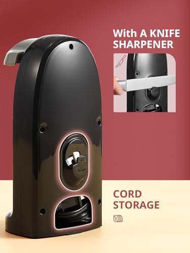 Reemix Electric Can Opener, One-Touch Operation, Knife Sharpener and Bottle Opener 3 in 1, Easy Clean Kitchen Tool for Home Use, Automatic Can Opener
