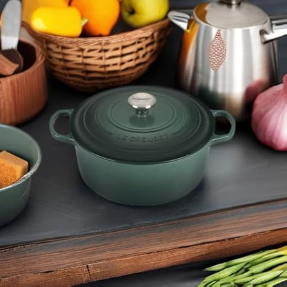 Le Creuset 9 Qt. Signature Round French Oven w/Additional Engraved Personalized Stainless Steel Knob - Artichaut