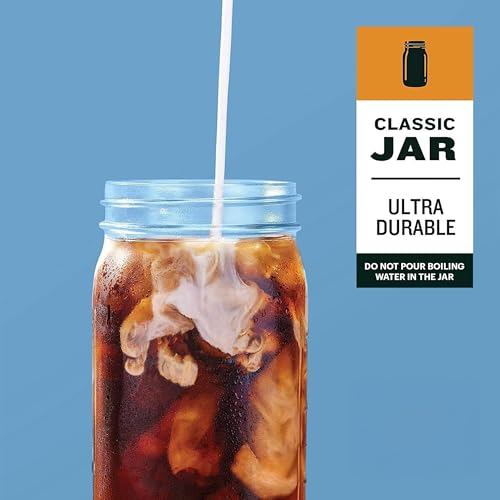 County Line Kitchen 64 oz Glass Cold Brew Coffee Maker with Leak-Proof Lid, Wide Mouth Mason Jar - Iced Coffee and Tea Pitcher - Gray