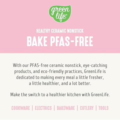 GreenLife 6 Piece Nonstick Bakeware Set, Non-Toxic PFAS-Free Ceramic Oven Pans, Dishwasher & Oven Safe to 450°F, Easy Release Baking Sheet, Loaf Pan, Rectangle & Round Cake, Muffin Pan, Pink