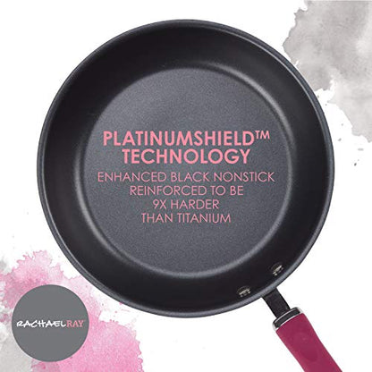 Rachael Ray Create Delicious Hard Anodized Nonstick Cookware Pots and Pans Set, 11 Piece, Burgundy Handles