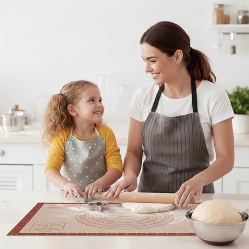 Silicone Pastry Mat, 16" x 24" Silicone Baking Mat for Counter Rolling Dough, Reusable Non-Stick Extra Large Dough Mat with Measurement for Pie Crust, Pizza and Cookies